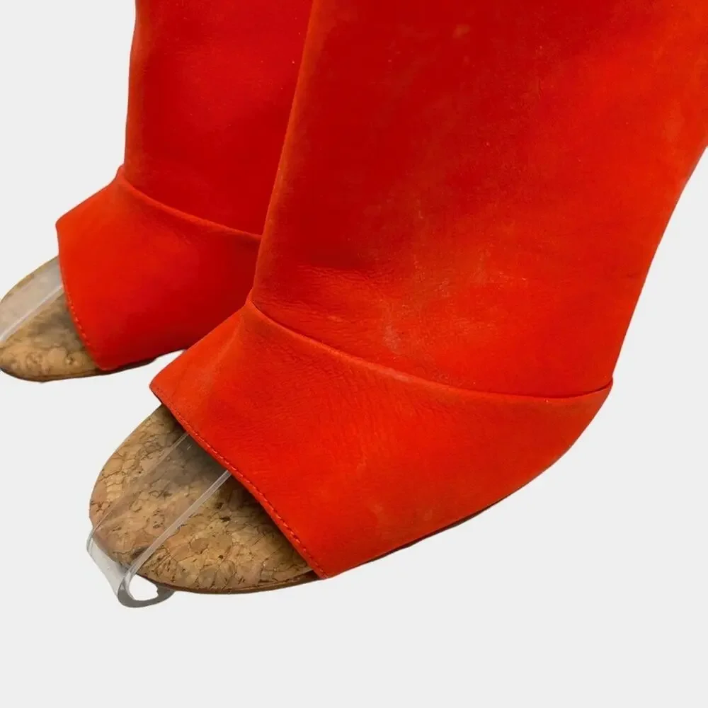 BCBGENERATION BCBG GENERATION Loriah X Bright Orange Red Block Heels Sandals 9.5